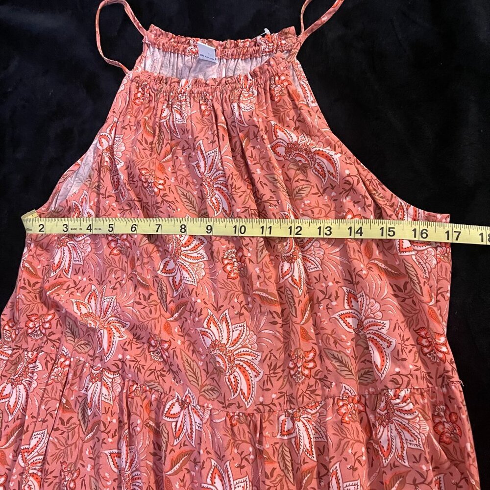 Old Navy Boho Floral Maxi Dress M Coral Flowy Beach Vacation - Picture 6 of 8